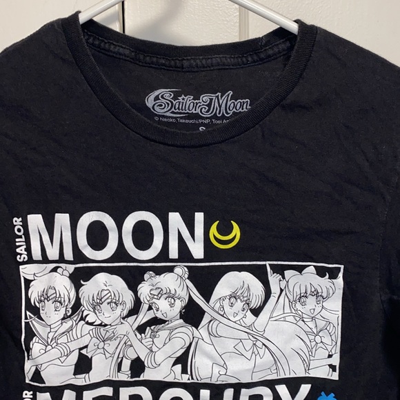 Sailor Moon Small Black White Logo Tee Moon Mercury Mars Jupiter Venus - Picture 4 of 9